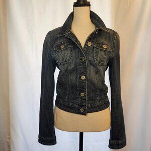 Elle SM Sz Dark Blue Wash Trucker Style Cotton Blend Denim Jacket